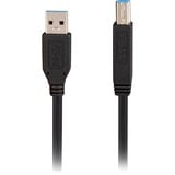 Sharkoon USB-A 3.0 > USB-B kabel Zwart, 5 meter