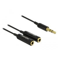 DeLOCK Cable audio splitter stereo jack male 3.5mm > 2x stereo jack female splitterkabel Zwart