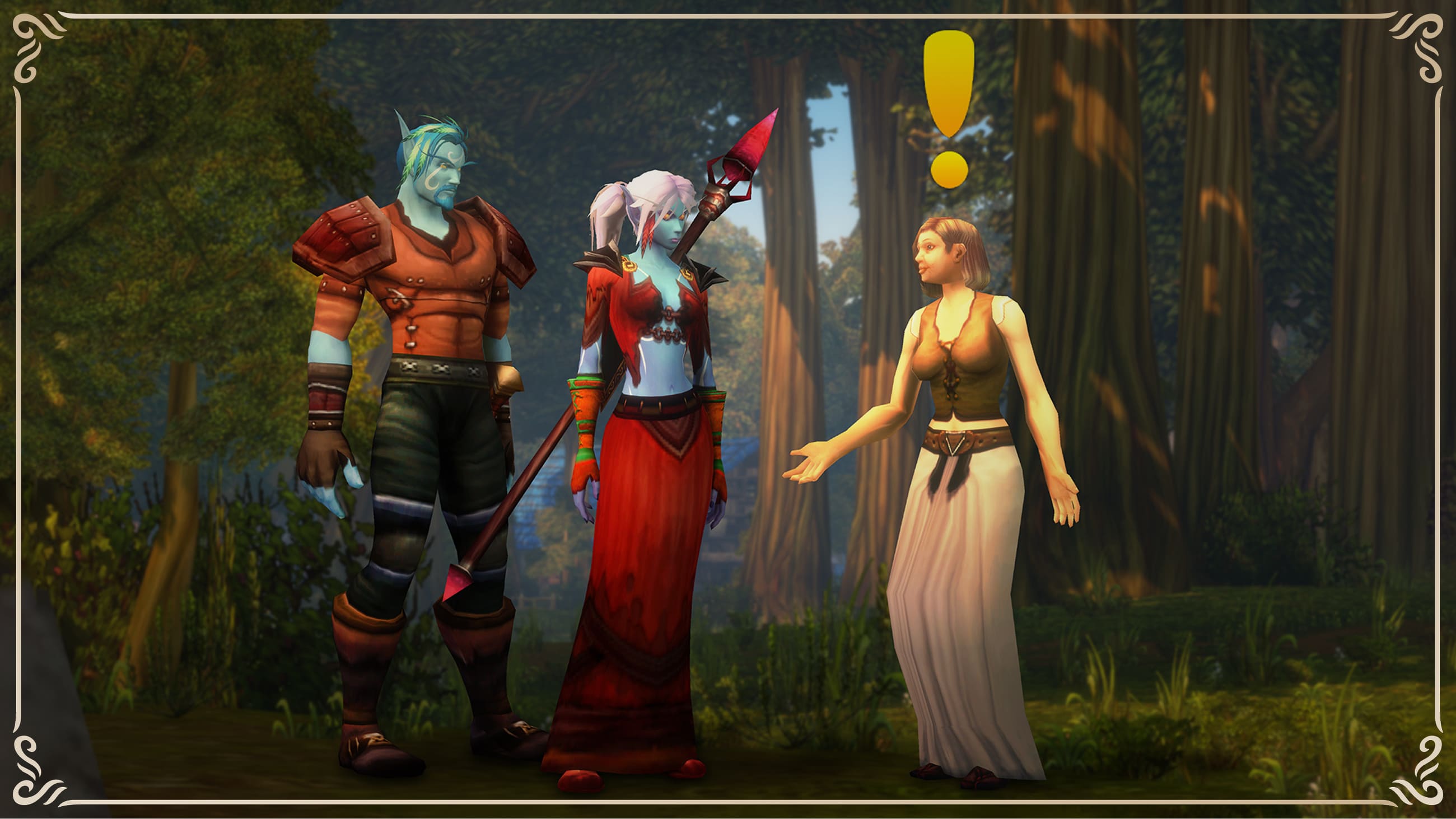 Een avonturier verkent een onbekend gebied in Azeroth