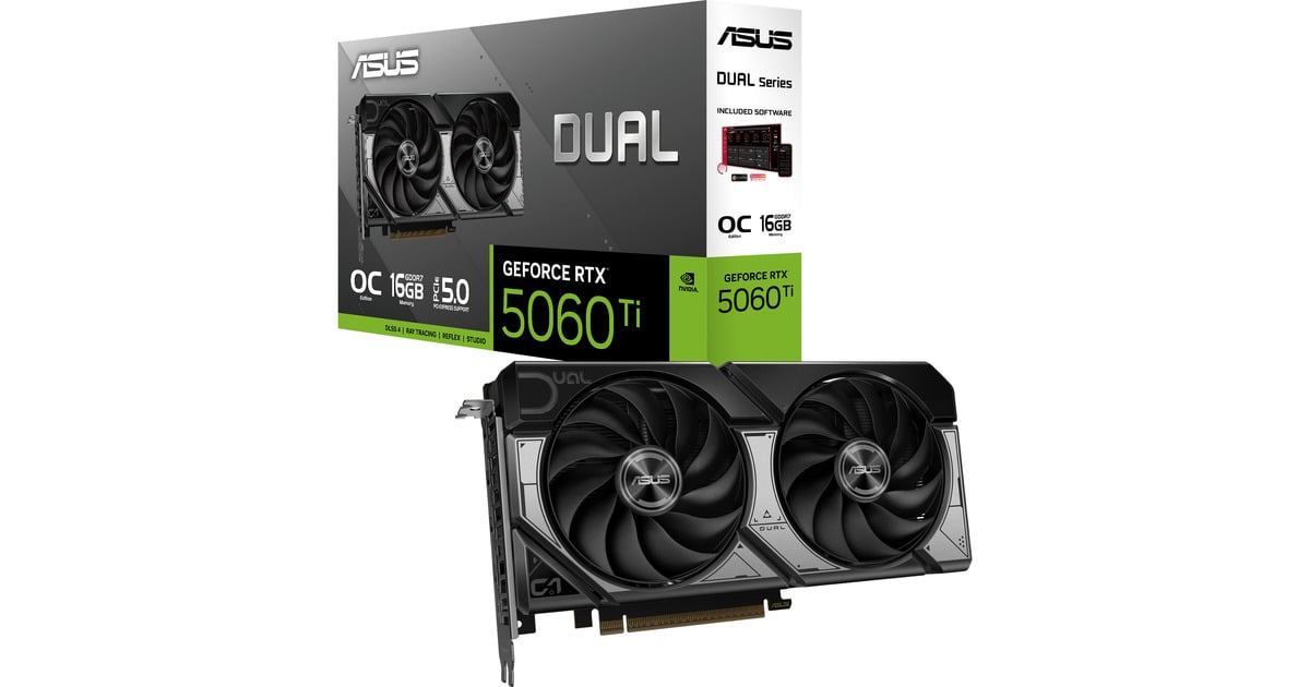 ASUS DUAL GeForce RTX 5060 Ti OC 16G grafische kaart Zwart, DLSS 4