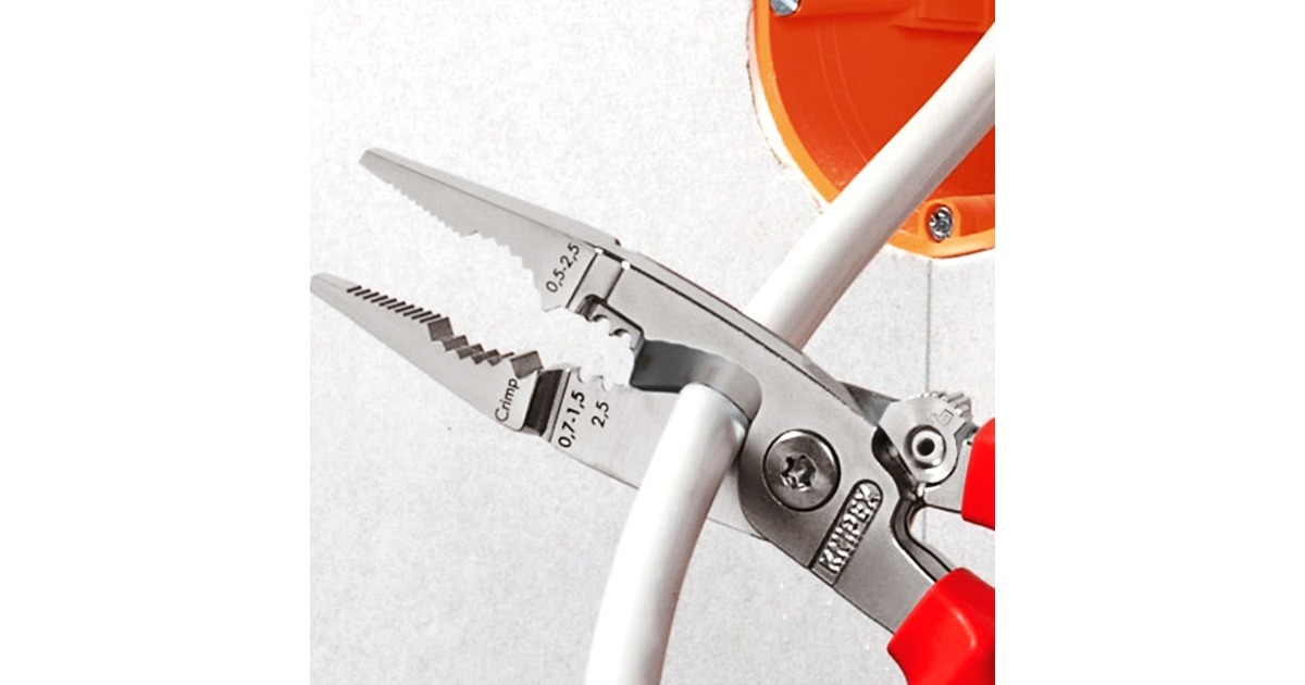 KNIPEX Elektro installatietang in blister verchroomd geïsoleerd met meercomponenten-omhullingen, VDE-gekeurd, met geïntegreerde, 13 96 200 T BK