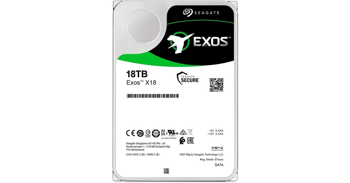Seagate Exos X18 18 TB harde schijf ST18000NM000J, SATA/600, 24/7