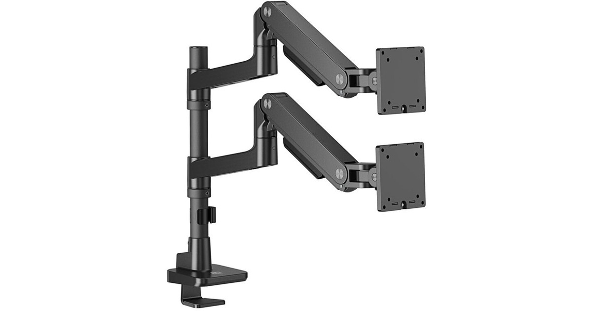 Equip Basic Plus zwart gasgeveerde dubbele monitorarm Equip Basic Plus zwart gasgeveerde dubbele monitorarm