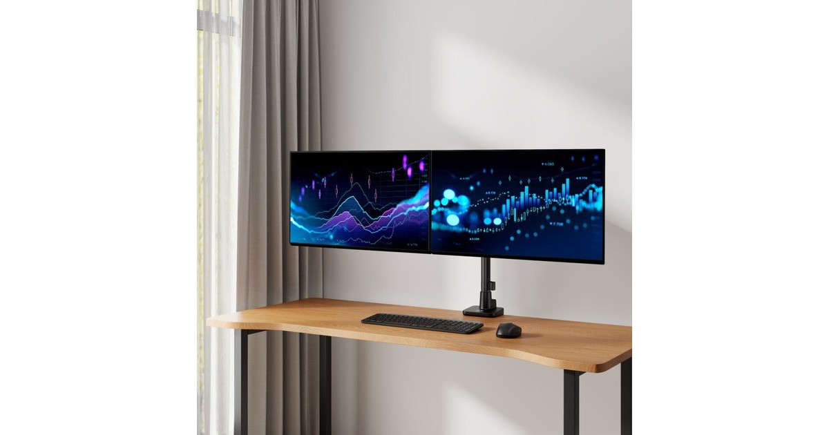 ACT Connectivity Monitorarm office premium, gasveer, paalbevestiging, 2 ...
