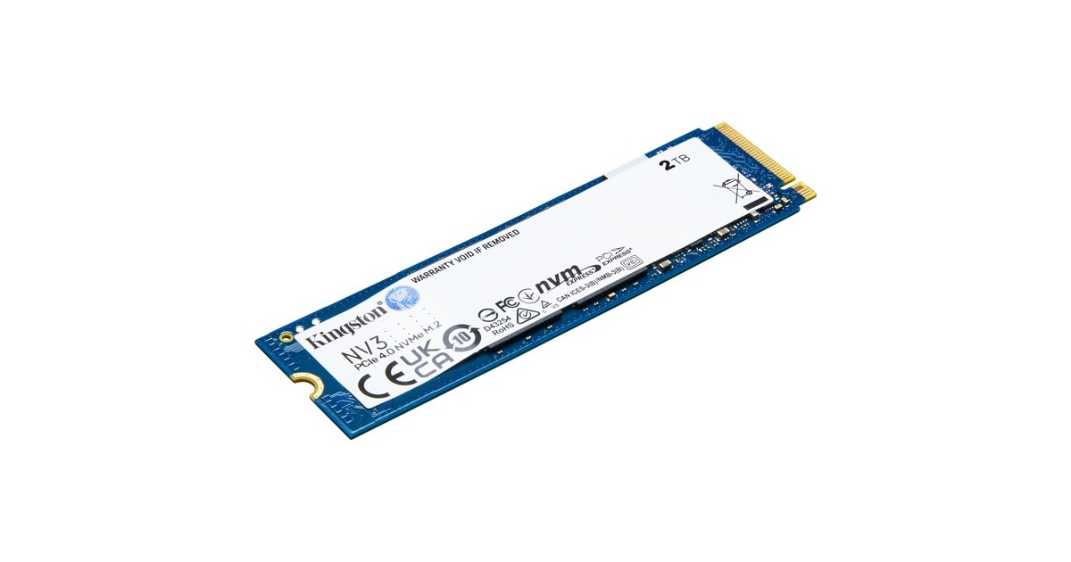 内蔵型SSD Kingston NV3 2TB PCIe 4.0 NVMe SSD Kingston NV3 2 TB SSD SNV3S/2000G, PCIe 4.0 x4, NVMe, M.2 2280