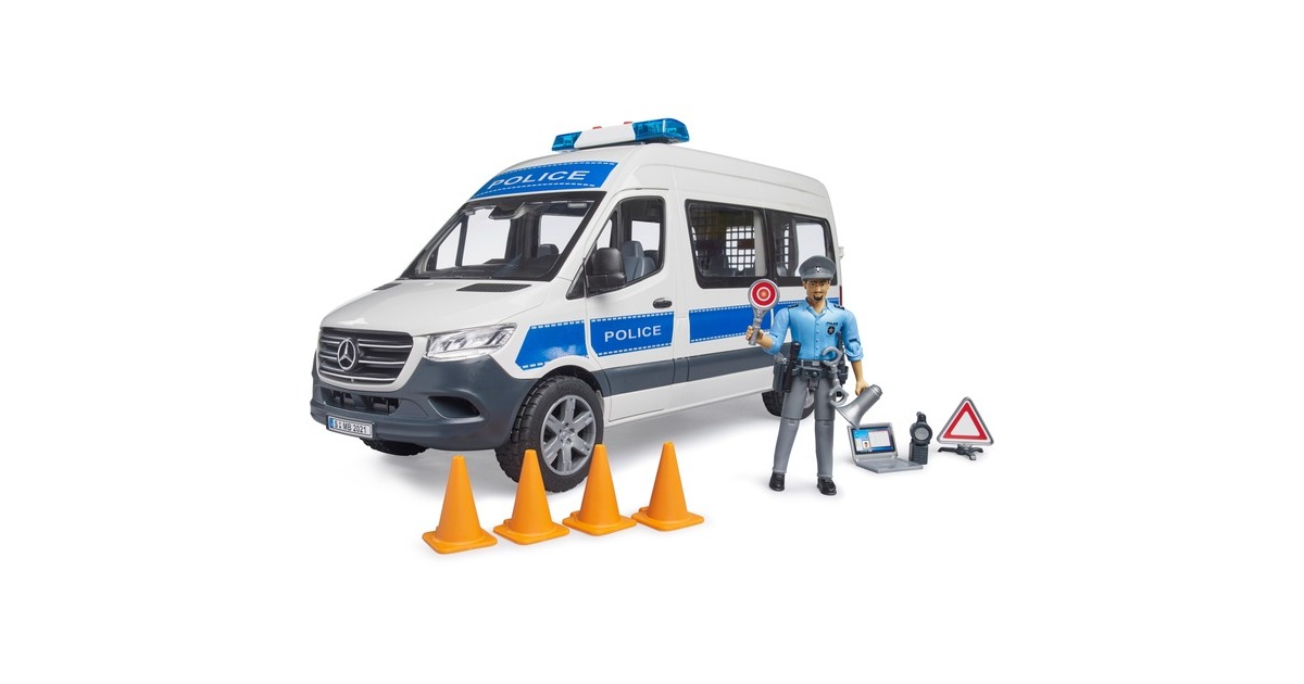 Bruder MB Sprinter Autotransporter Avec Module Son & Lumière + Roadster – Camion Jouet 1:16, Rampe, Treuil, Effets Réalistes