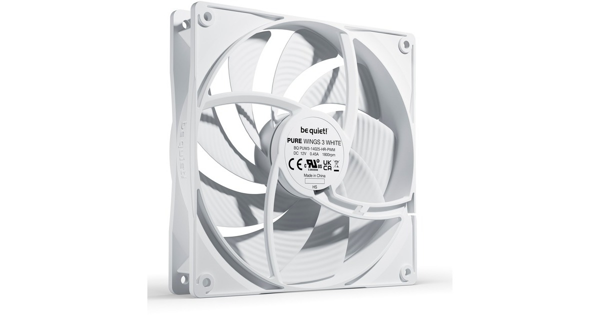 be quiet! Pure Wings 3 PWM high-speed case fan Wit, 140 x 140 x 25 mm