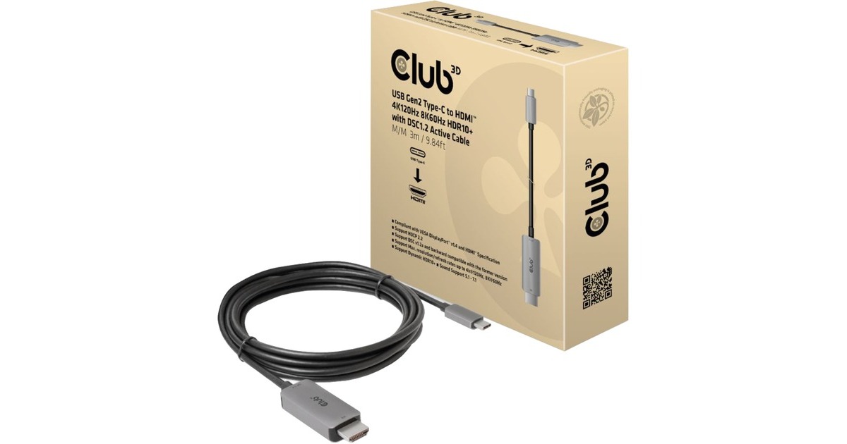 Club3D HDMI™ naar USB Type-C 4K60Hz actieve kabel St./St. 1,8m