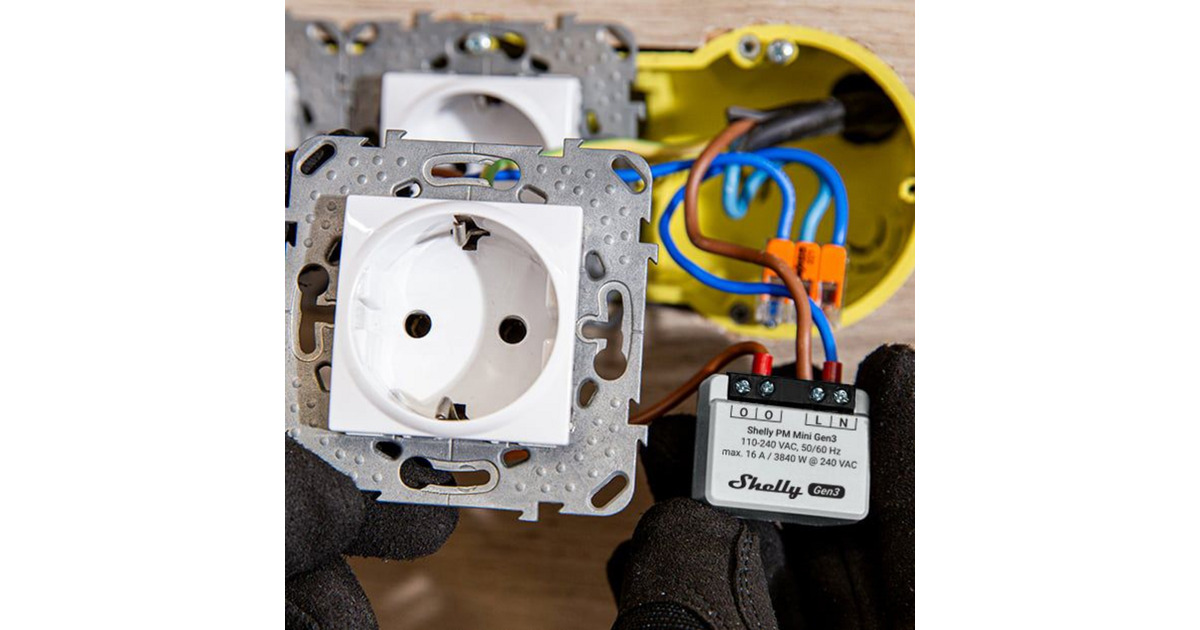 Shelly PM Mini Gen 3 energiebesparing Grijs, Bluetooth 4.2, WiFi