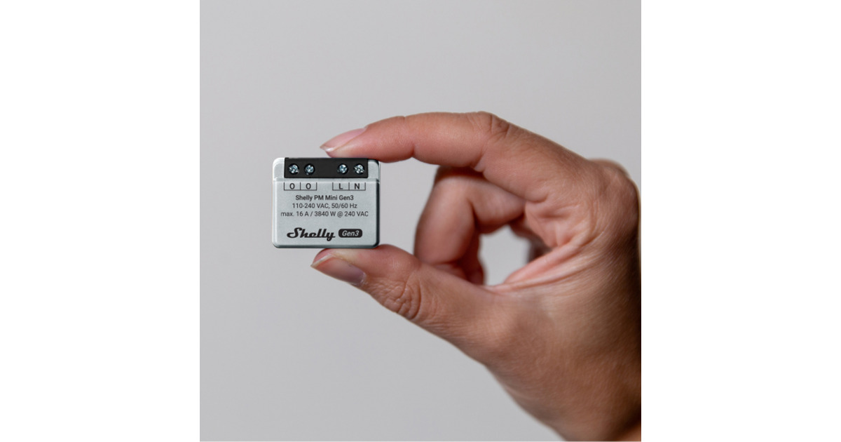 Shelly PM Mini Gen 3 energiebesparing Grijs, Bluetooth 4.2, WiFi