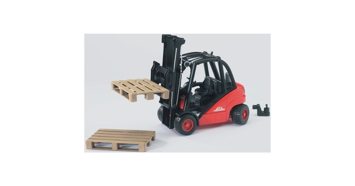 Jouet Bruder Linde H30D Chariot élévateur avec attache remorque et 2 palettes (02511