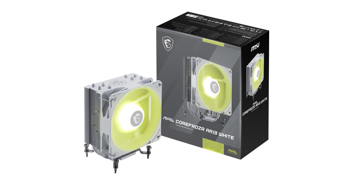 MSI MAG Corefrozr AA13 White RGB CPU-koeler Wit, 4-pin PWM, ARGB