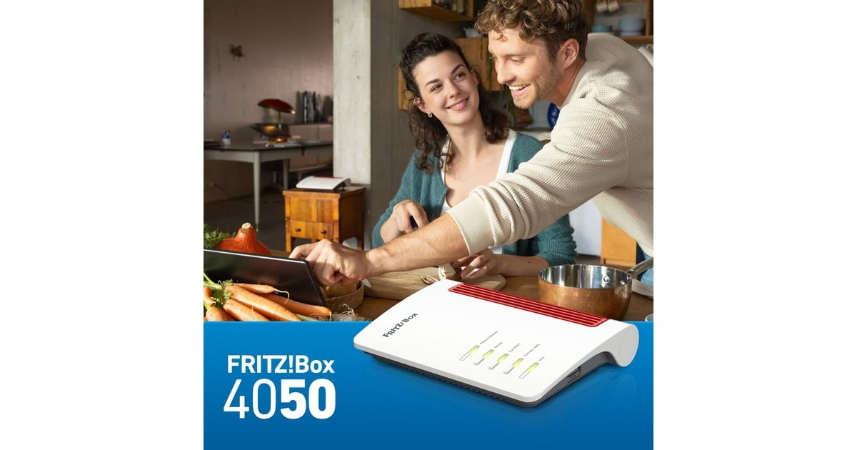 FRITZ! Box 4050 Edition International router Wit/rood, Mesh Wi-Fi