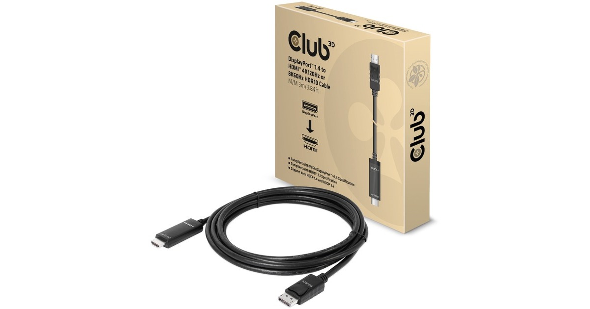 Club3D DisplayPort™ 1.4 naar HDMI™ 4K120Hz/8K60Hz HDR-actieve adapter St./B
