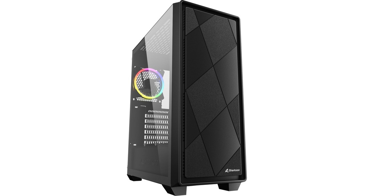 ATX Midi Tower Zwart Sharkoon VS8 Black Midi Tower Behuizing Zwart | 3x USB-A Sharkoon VS8 Midi Tower Zwart Ventilator Voorgeïnstalleerd