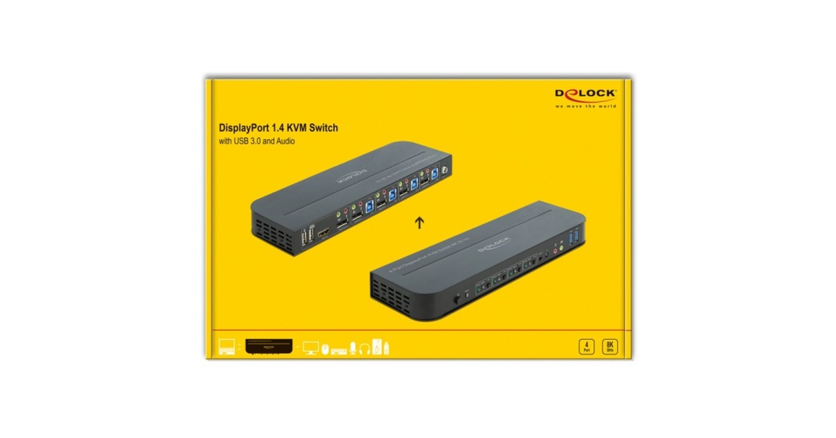 DeLOCK DisplayPort 1.4 KVM Switch kvmswitch Zwart, 8K 30 Hz, USB 3.0