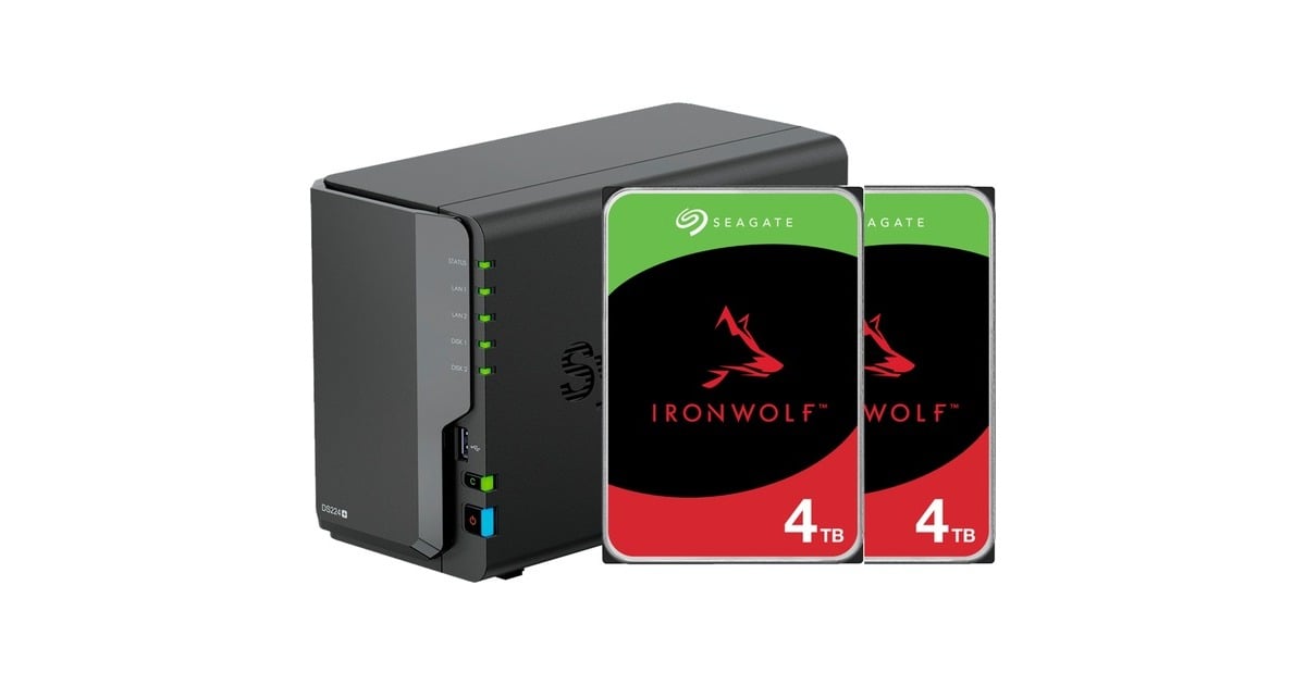 Synology DS224+ incl. 2x Seagate Ironwolf 4 TB harde schijf nas Zwart, 2x LAN, 2x USB-A 3.2 (5 Gbit/s) Synology DS224+ incl. 2x Seagate Ironwolf 4 TB harde schijf nas Zwart, 2x LAN, 2x USB-A 3.2 (5 Gbit/s)