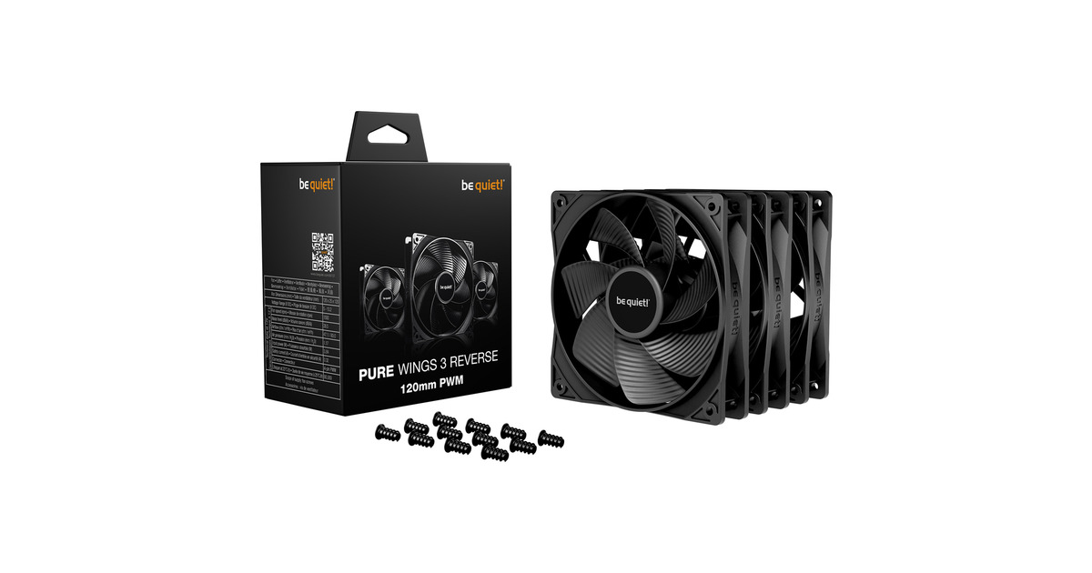 be quiet! Pure Wings 3 Reverse case fans Zwart, 3 stuks, 120 x 120 x 25 ...