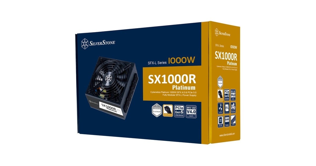 SilverStone SSTSX1000RPL, 1000 Watt voeding Zwart, 4x PCIe, 1x 12VHPWR, Full Kabelmanagement