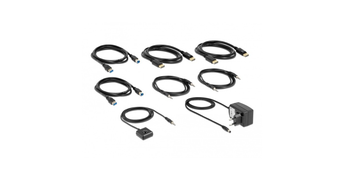 DELOCK DISPLAYPORT 1.4 KVM SWITCH 8K 30 HZ - 4 Computer Su 1 Monitor - USB 3.0 E Audio - Selezione Con Mouse, Tastiera O Telecomando
