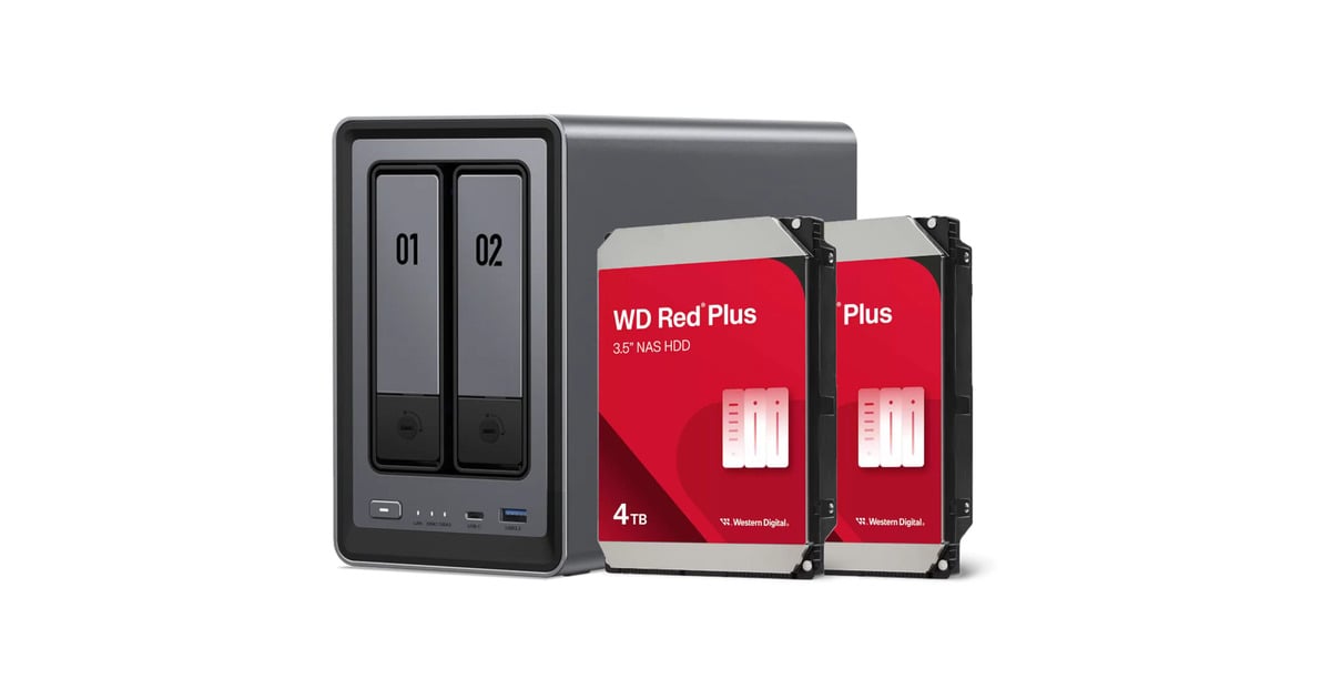 UGREEN DXP2800 incl. 2x WD Red Plus 4 TB harde schijf nas Grijs, 2