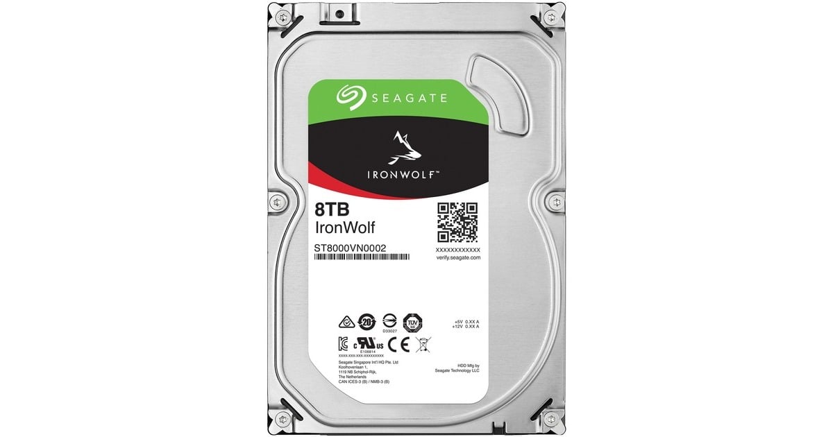 Seagate IronWolf 8TB HDD 2台 ST8000VN004 Seagate IronWolf 8 TB harde schijf ST8000VN004, SATA/600, 24/7