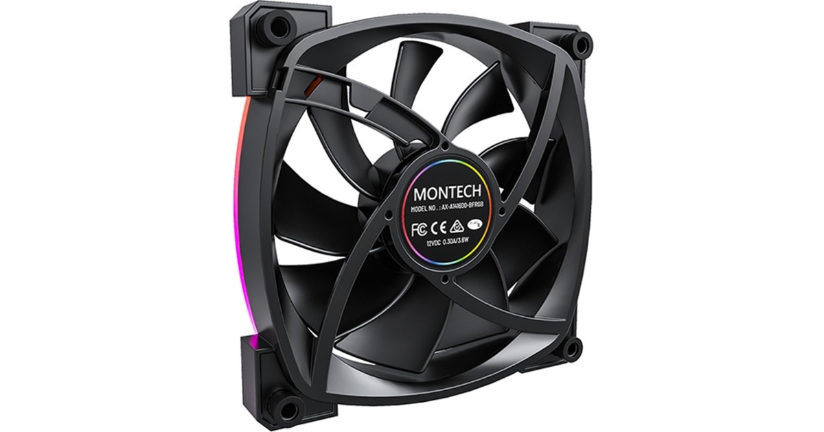 Montech AX140 fan PWM RGB case fan Zwart, 140 x 140 x 25 mm