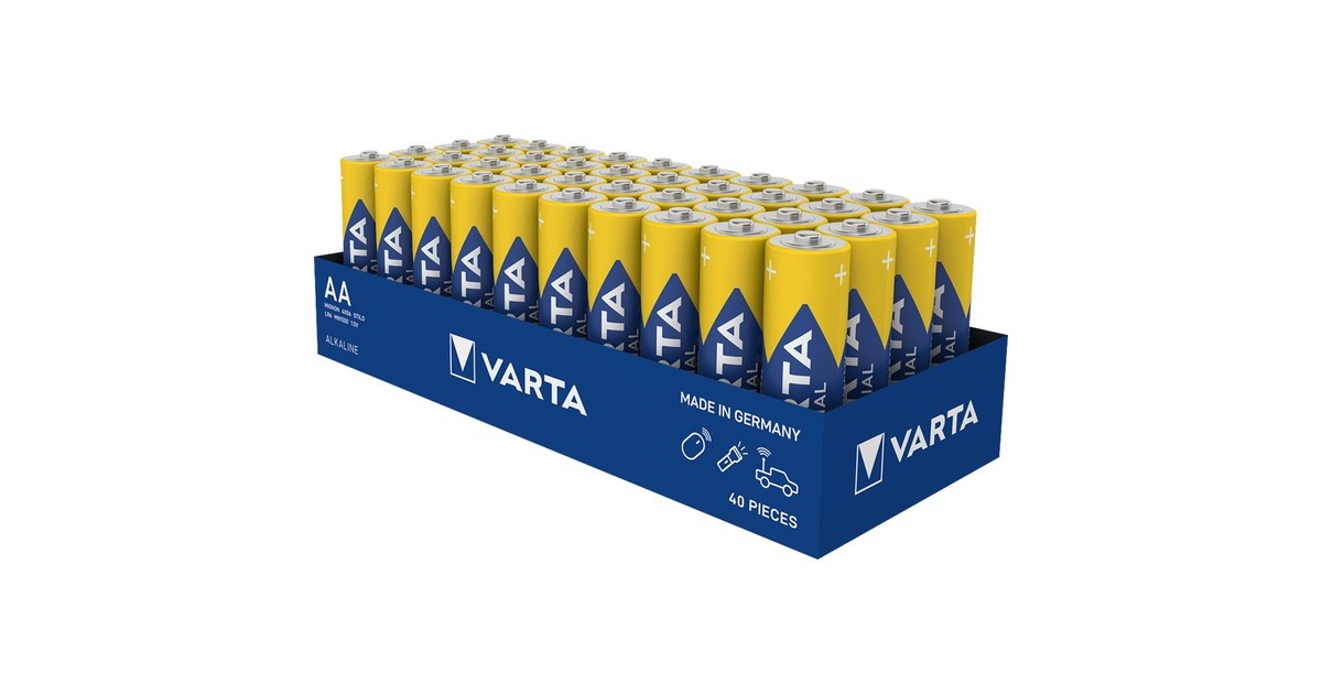 Lote De 40 Pilas AA Varta Industrial Pro - 1.5V, 2900mAh, Alcalinas, Tamaño LR6, Gran Capacidad