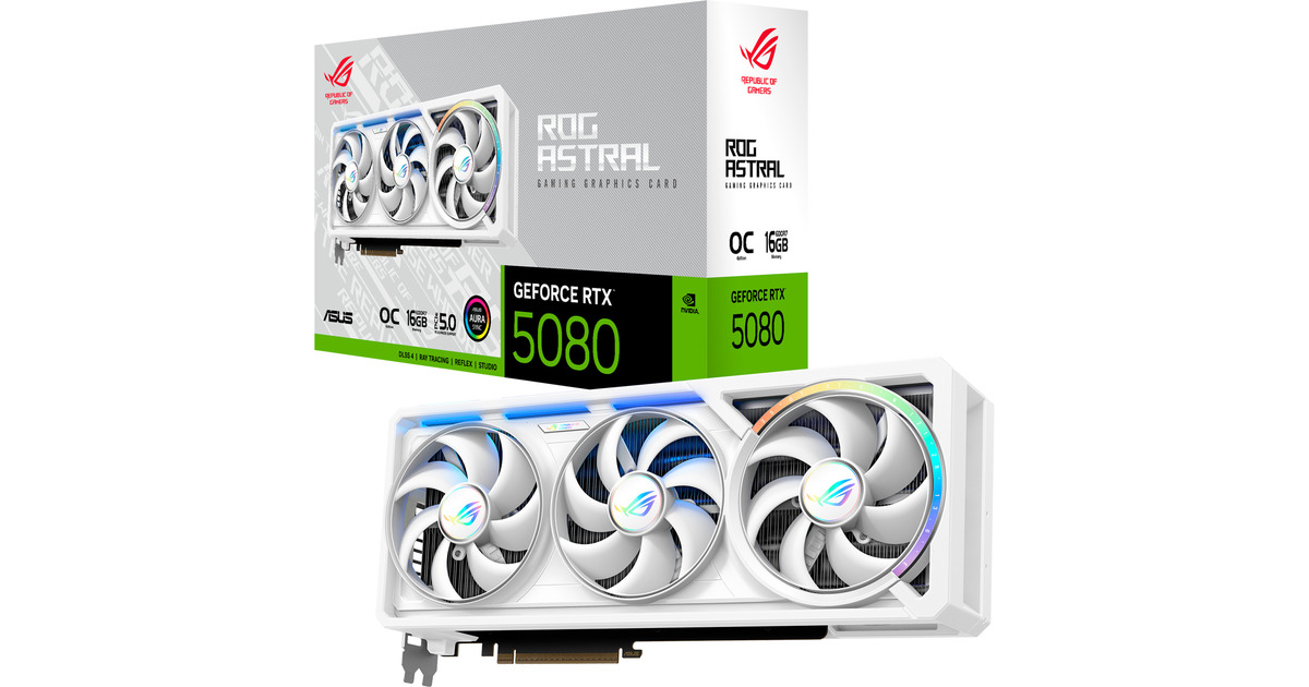 新品未開封ASUS ROG-ASTRAL-RTX5080-016G-WHITE ASUS ROG Astral GeForce RTX 5080 GAMING OC WHITE grafische kaart
