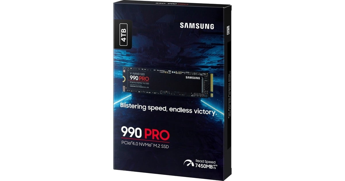 Samsung 990 PRO 4 TB SSD MZ-V9P4T0BW, PCIe Gen 4.0 x4, NVMe 2.0