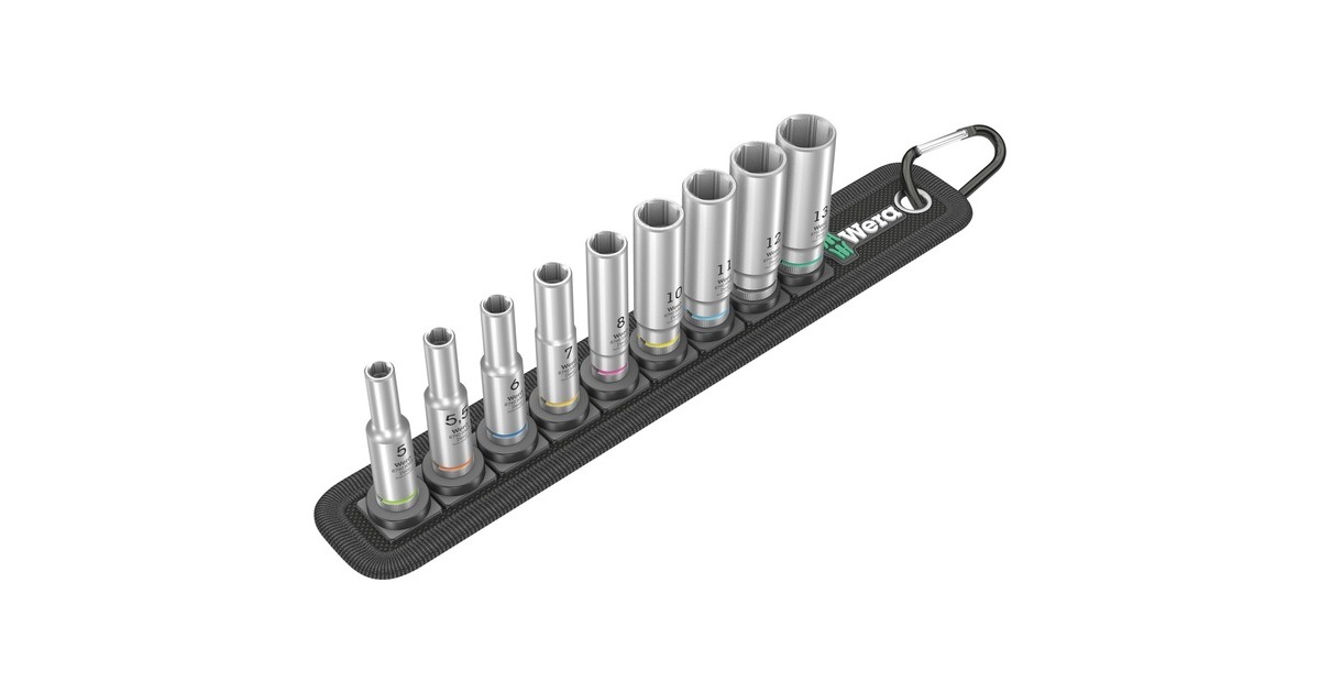 Wera 05005410001 Notenmagneetstrip A Deep 1 - 9-Delig 1/4" Dopsleutelset Met Twist To Unlock