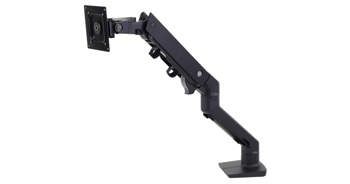 WALI Enkele monitor gasveer bureaubevestiging, zware monitorarm voor ultrabreed scherm tot 88,9 cm, 15 kg. Volledig verstelbaar, montagegaten 75 en 100 (GSM001XL), zwart