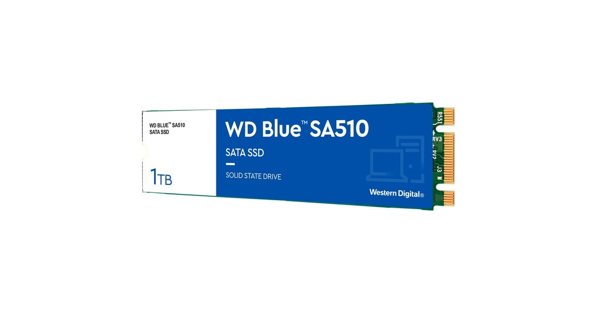 WD Blue SA510 1 TB SSD Blauw/wit, WDS100T3B0B, M.2 2280