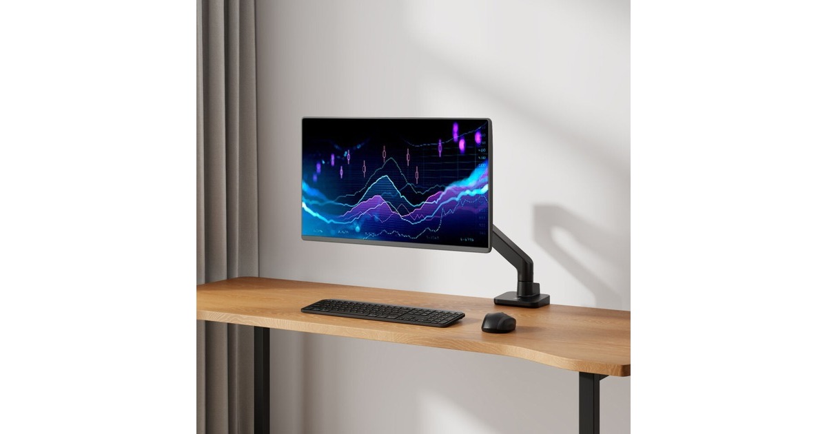 ACT Connectivity Monitorarm office premium, gasveer, 1 monitor Zwart