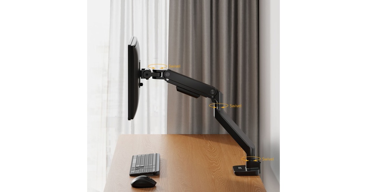 ACT Connectivity Monitorarm office premium, gasveer, 1 monitor Zwart