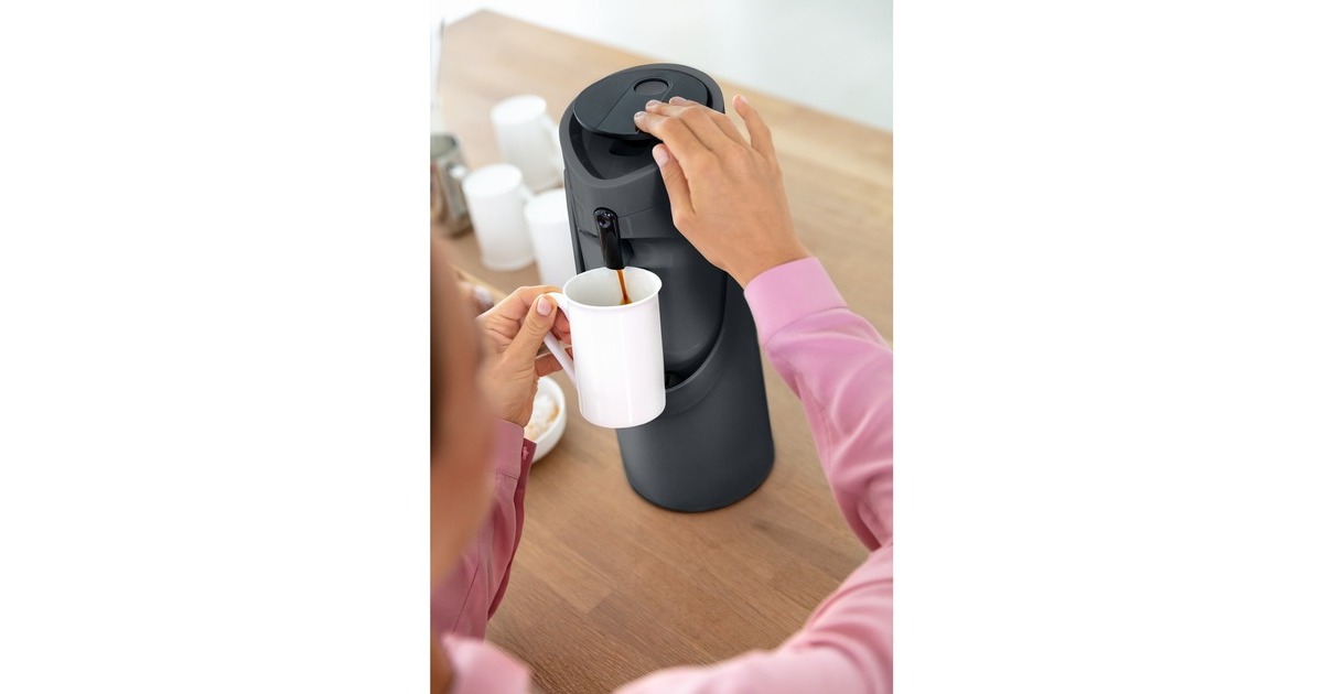 Emsa PONZA Pompthermoskan 1,9 Liter isoleerkan Antraciet, Comfort Press