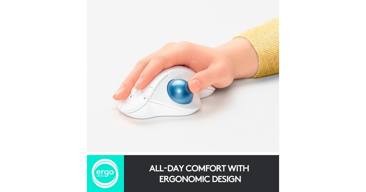 Logitech M575 ERGO Draadloze Trackball Muis Wit/grijs, 2,4 GHz