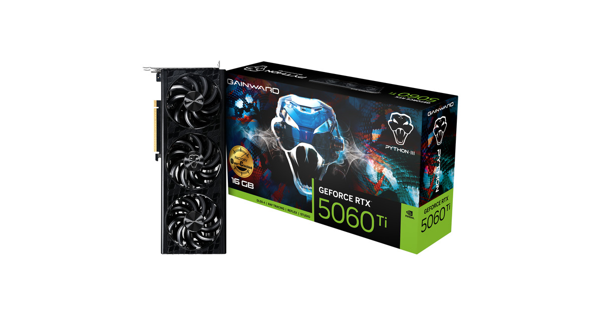 新品未開封GAINWARD RTX 5060Ti PYTHON III 16GB Gainward GeForce RTX 5060 Ti Python III OC 16GB grafische kaart 3x