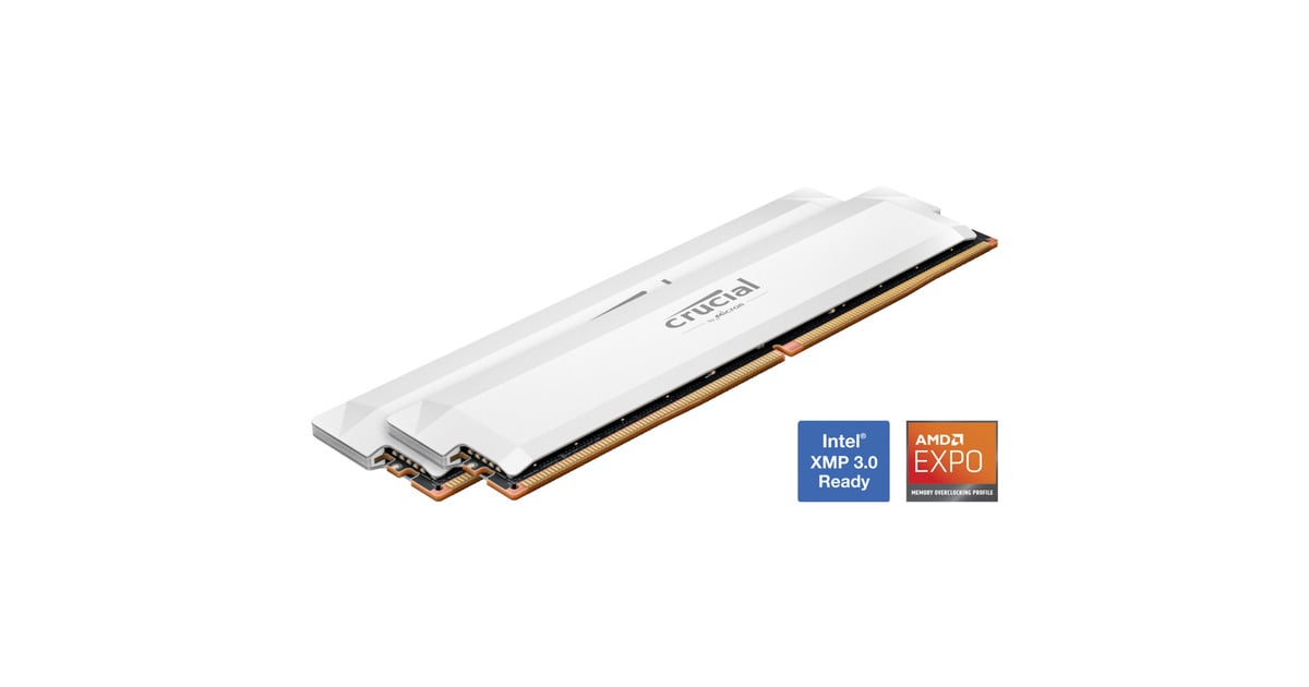 Crucial PRO OC 32 GB DDR5-6000 (2x 16 GB) werkgeheugen Wit