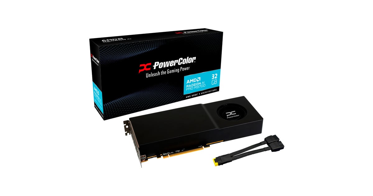 Powercolor Rv6p 32mb PowerColor Radeon AI PRO R9700 32GB grafische kaart Zwart, 4x DisplayPort