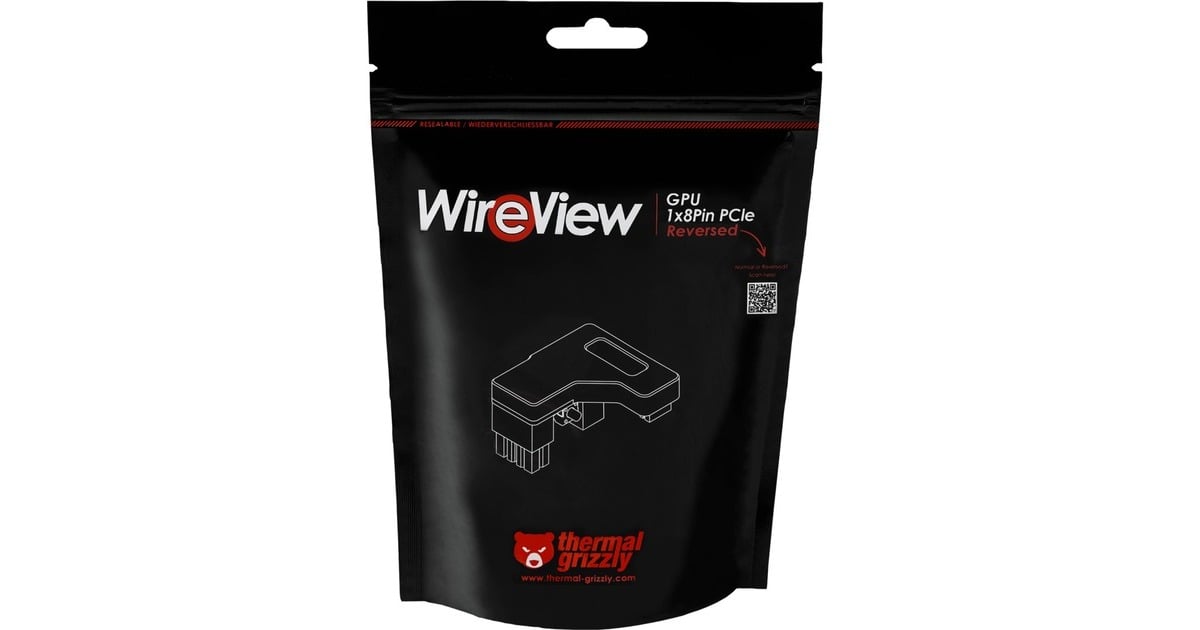 Wi. Review Gpu Thermal Grizzly WireView GPU - 1x 8-Pin PCIe - Reverse meetapparaat Zwart