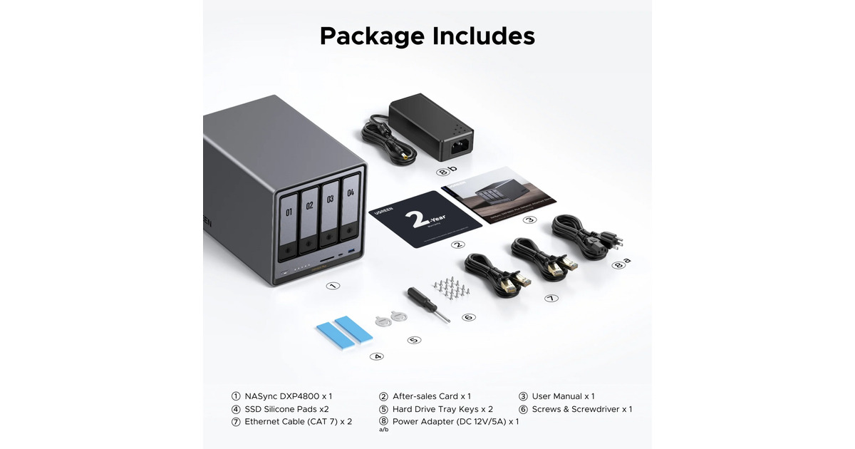 UGREEN NASync DXP4800 Plus Grijs, 1x 2,5GbE, 1x 10GbE, HDMI, USB-C