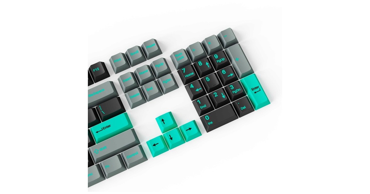 Keychron Cherry Profile DoubleShot PBT Full KeycapSet Hacker Mint keycaps Grijs/mint, 219