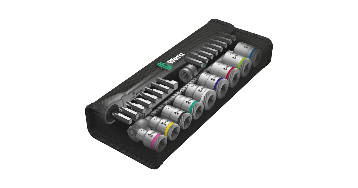Wera 05004051001 29 pièces 8100 SB 11 Zyklop Metal Jeu de clés à cliquet et douilles avec levier de commutation - 3/8 - pouce