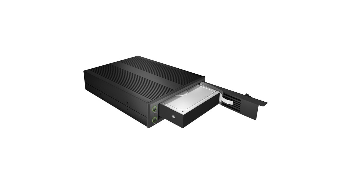 ICY BOX IB-2217STS HDD & SSD wisselframe, 1x 2,5 inch in 1x 3,5 inch schacht met voordeur, SATA, metaal, zwart
