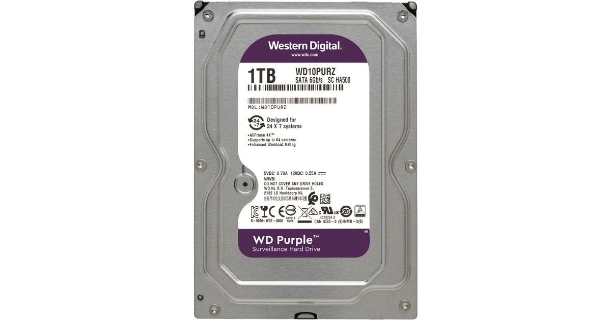 WD Purple, 1 TB harde schijf SATA 600, WD11PURZ, Bulk