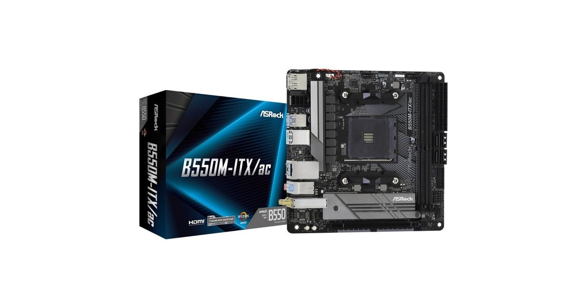ASRock B550M-ITX/ac socket AM4 moederbord Zwart/grijs, RAID