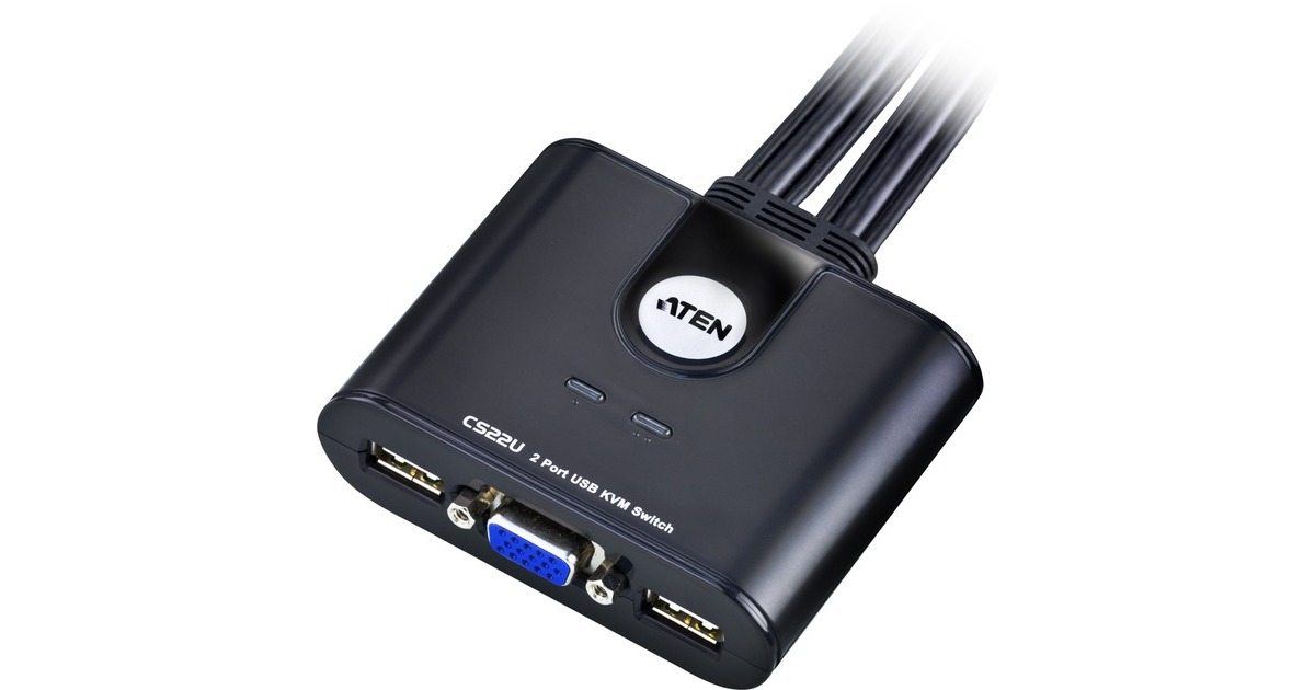 ATEN KVMSwitch CS22U met Remote Port Selector Zwart