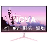 Arozzi Nova 27" gaming monitor Roze, 2x DisplayPort, 2x HDMI, Audio, Adaptive Sync, 260 Hz