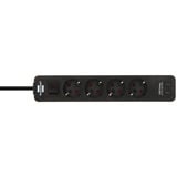 Brennenstuhl Ecolor 4-voudige stekkerdoos met 2 USB-laadaansluitingen Wit/zwart, 4x stekker, 2x USB-C, 2x USB-C